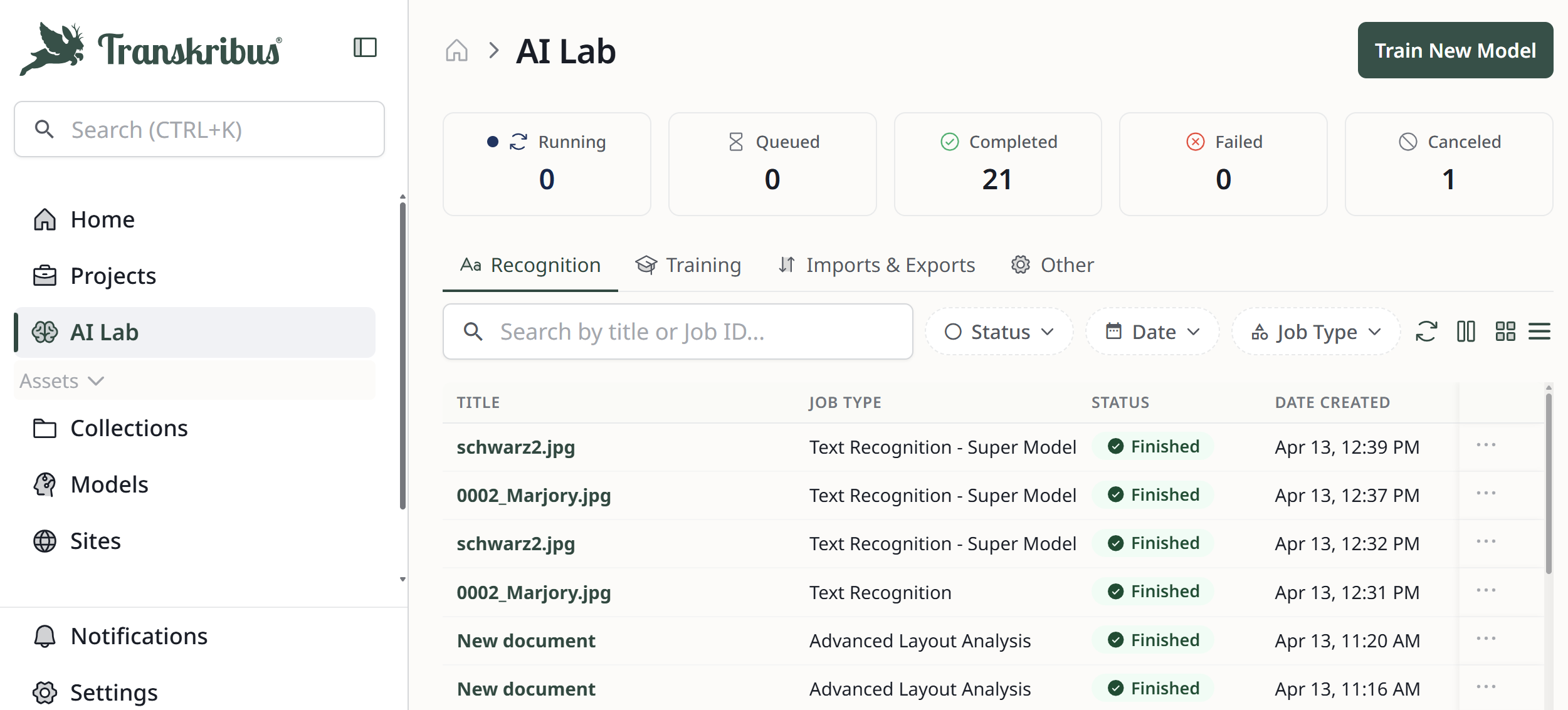 Transkribus AI Lab
