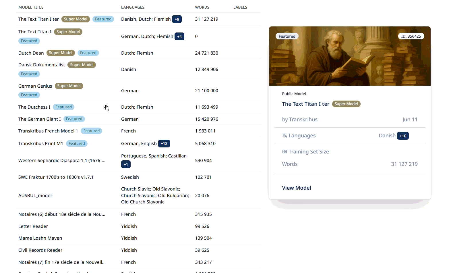 Models hub scrolling